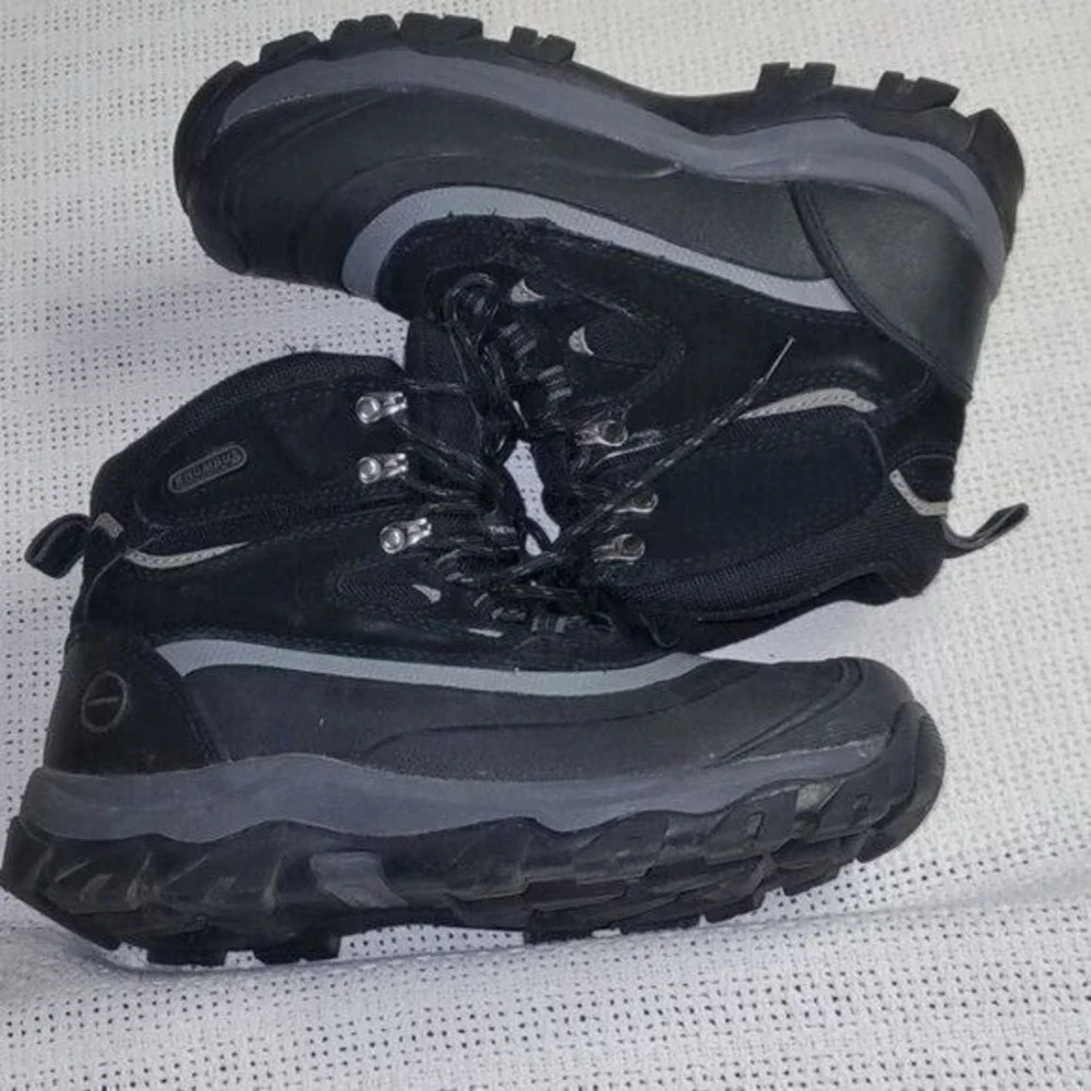 Khombu Thermolite Mens Black Grey Insulated Winter Snow Hiking Boots Mid Calf